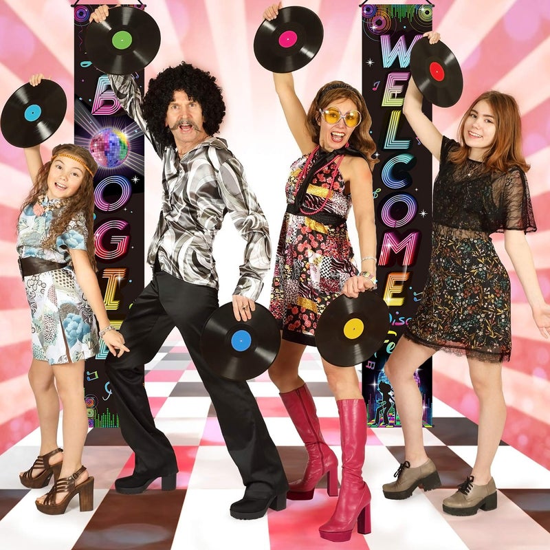 Blulu 70s 80s Party Decoration 90s 80s Banner I Love 1980s Backdrops Back to The 1980s 1970s Hanging Porch Signs for Wall Door Decor Hip Hop Rock Neon Disco 90s Birthday Party Supplies(70s Disco Fever) - Image 3