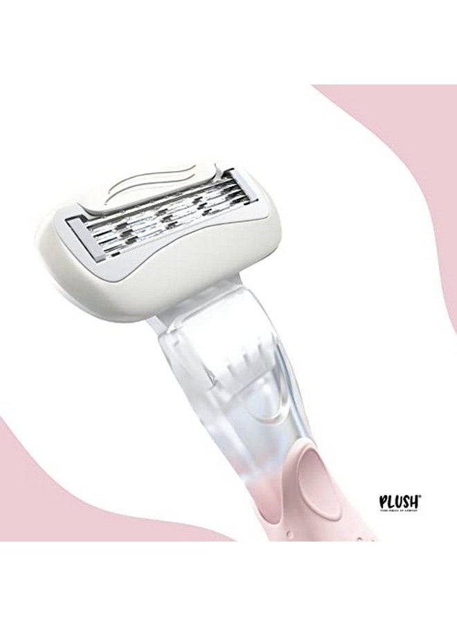 Plush 5Blade Body Razor For Women With Aloe Vera Lubricating Strip For Hair Removal ; Swedenmade Stainless Steel Blades ; Irritation Free Easy & Safe No Bumps Cuts For All Skin Type ; Prevent Razors Burn  - Image 3