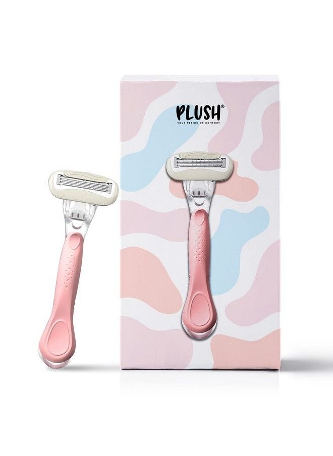 Plush 5Blade Body Razor For Women With Aloe Vera Lubricating Strip For Hair Removal ; Swedenmade Stainless Steel Blades ; Irritation Free Easy & Safe No Bumps Cuts For All Skin Type ; Prevent Razors Burn  - Image 1