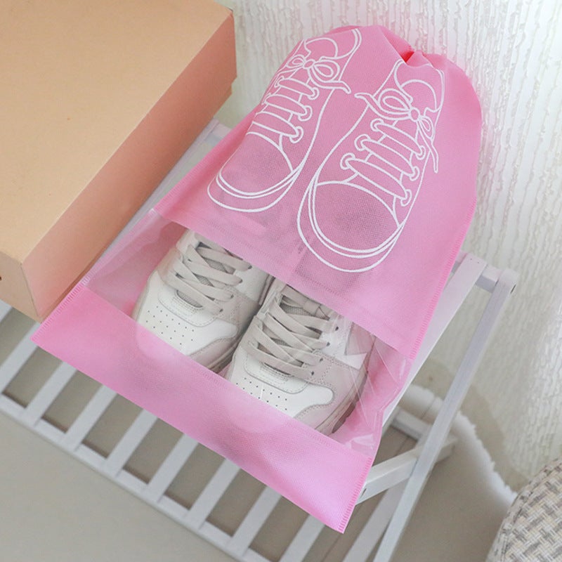 Shoes Storage Bag Moisture-proof Mildew-proof Shoe Bag Portable Dustproof Shoe Bag Shoe Cover Household Travel Sneakers Shoe Bag Cover Pink (with pattern) 