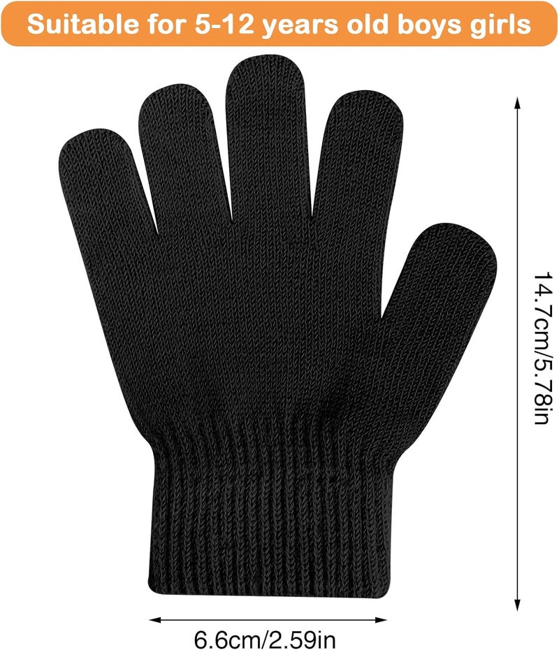ONESING 3-24 Pairs Winter Knit Gloves for Kids - White Finger Gloves for Boys and Girls - Image 2