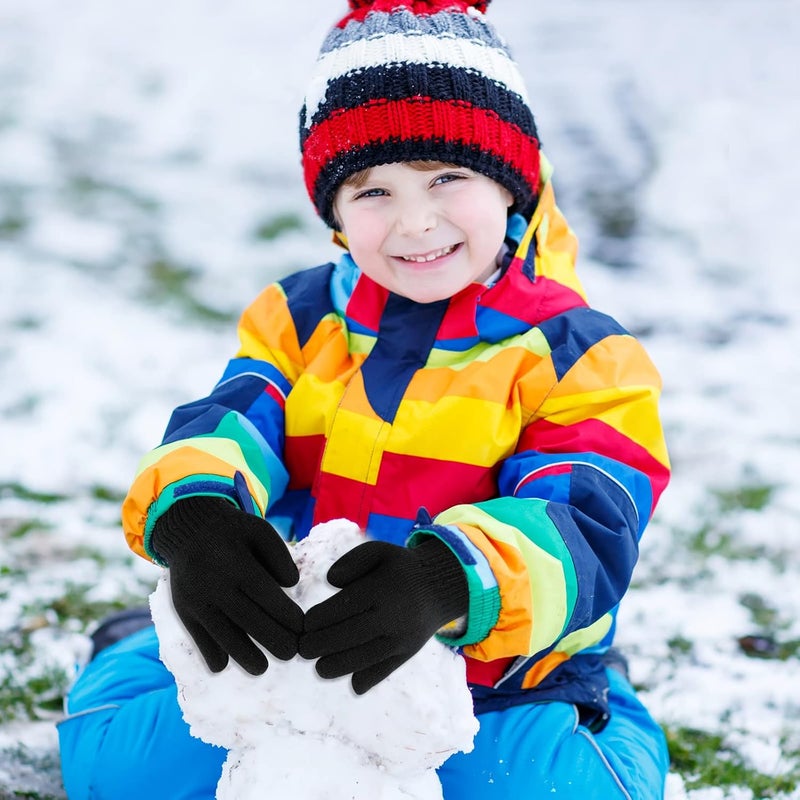 ONESING 3-24 Pairs Winter Knit Gloves for Kids - White Finger Gloves for Boys and Girls - Image 4