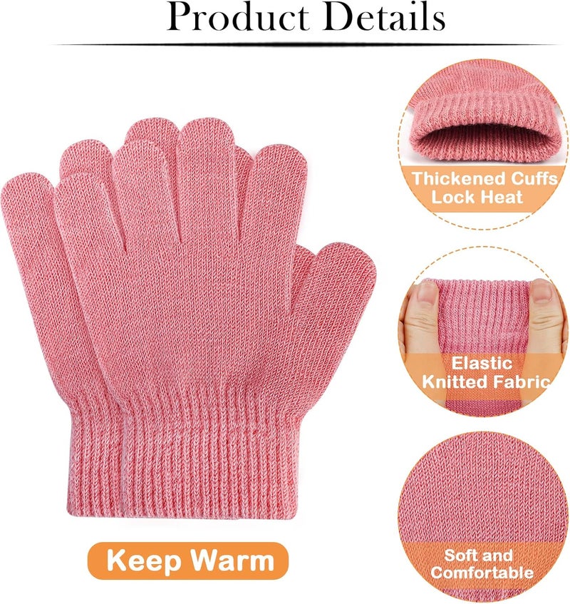 ONESING 3-24 Pairs Winter Knit Gloves for Kids - White Finger Gloves for Boys and Girls - Image 3