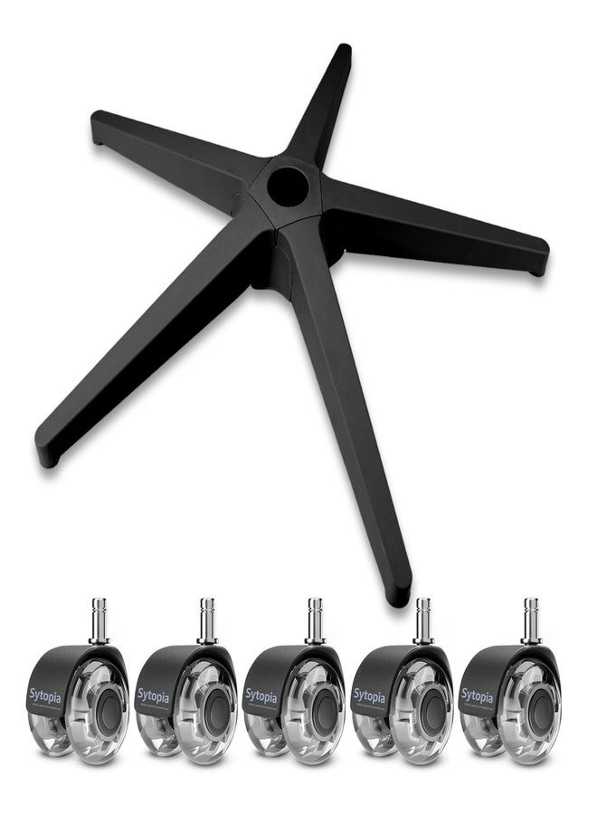 Sytopia 28" Office Chair Base Replacement with Wheels (Set of 5), 2600 lbs Heavy Duty Gaming Desk Chair Base, Smooth & Quiet Casters, Black - Image 1