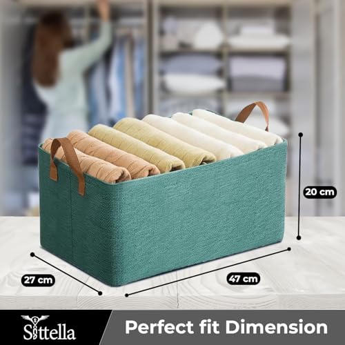 SITTELLA® Pack of 6 Foldable Wardrobe Organizer with Durable Handle, Stuff Storage Box Closet Drawer Organizers for Clothes, Toys, Blanket etc. (Green) - Image 3