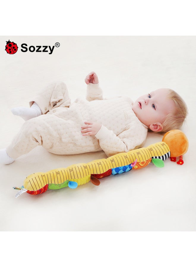 SOZZY Baby Music Caterpillar Height Measuring Ruler Toy Ringing Paper Rattle Early Education Toy Ruler Plush Doll-Color:Green Hairy Worm Tooth Rubber Plate (small Size) - Image 4