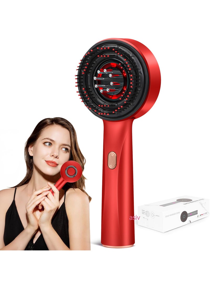 أسيف مشط تدليك كهربائي، علاج بالضوء الأحمر الاهتزازي، فرشاة تدليك فروة الرأس لنمو الشعر، أداة توزيع زيت سائل مضادة لتساقط الشعر - Image 1