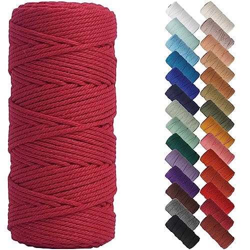 NOANTA Red Macrame Cord 3mm x 109yards Colored Macrame Rope Cotton Rope Macrame Yarn Colorful Cotton Craft Cord for Wall Hanging Plant Hangers Crafts Knitting - Image 1