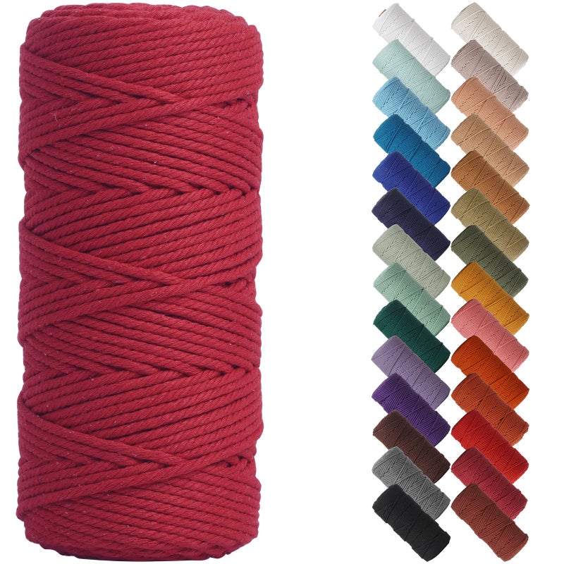NOANTA Red Macrame Cord 3mm x 109yards Colored Macrame Rope Cotton Rope Macrame Yarn Colorful Cotton Craft Cord for Wall Hanging Plant Hangers Crafts Knitting - Image 3