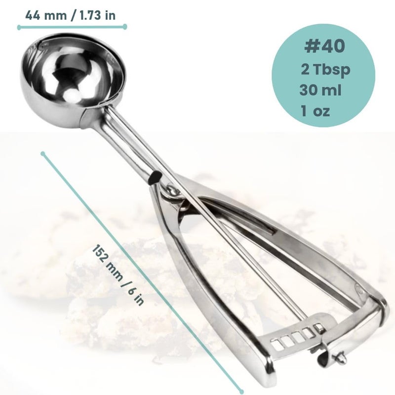 fuzzelut Cookie Scoop, Ice Cream Scoop,18/8 Stainless Steel, Cookie Scoops for Baking, 2Tbsp/ 30ml/ 1oz Cookie Dough Scoop, Ice Cream Scooper with Trigger Release, Cookie Scooper for Baking(#40) - Image 2