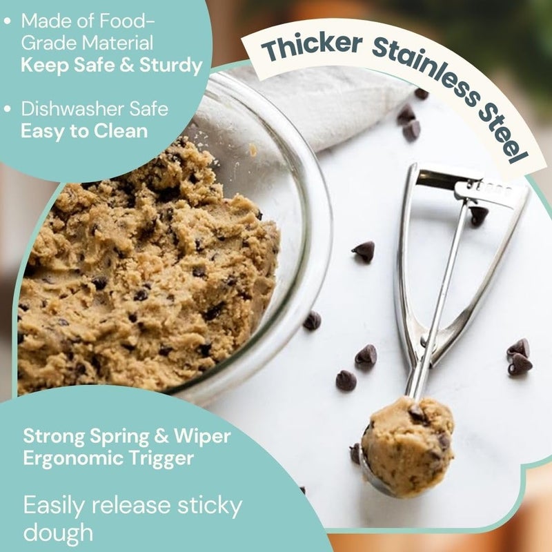 fuzzelut Cookie Scoop, Ice Cream Scoop,18/8 Stainless Steel, Cookie Scoops for Baking, 2Tbsp/ 30ml/ 1oz Cookie Dough Scoop, Ice Cream Scooper with Trigger Release, Cookie Scooper for Baking(#40) - Image 5