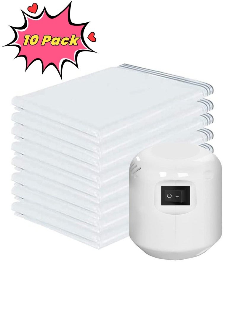 nubite 10Pack Premium Vacuum Storage Bags with Electric Pump of Reusable Compression Bags, Double Zip Seal Special-Grip Clip,Travel Vacuum Sealer Bags, Rapid Vacuum for Clothes, Mattress, Blanket, Pillows Compression and Travelling(2Jumbo,2Large,3Medium,3Small)  - Image 1
