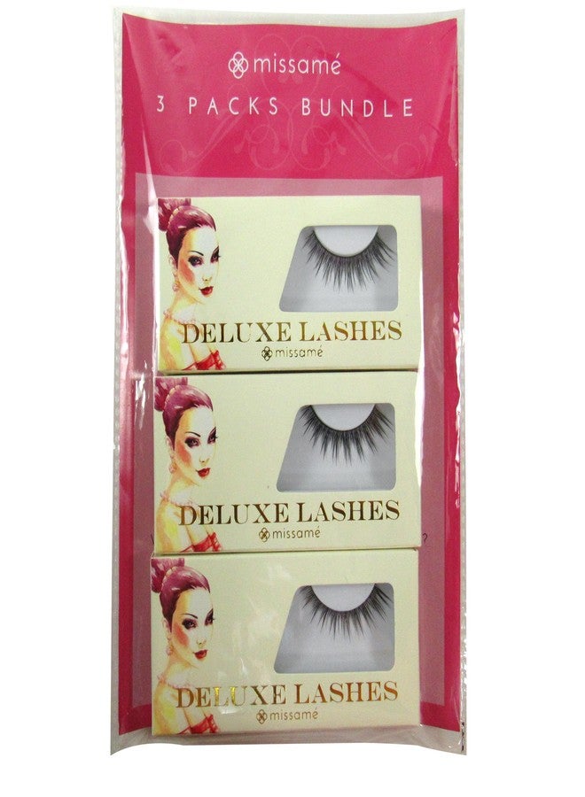 Missamé COY Deluxe Professional False Eyelashes Set Handmade with Premium Synthetic Fibers, Black, 3 Pairs - Image 1