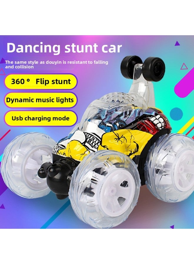 Rolling Stunt Car Dump Truck Remote Control Car Off-Road Remote Control Car Model Charging Electric Racing Car Kidsren's Toy Car Boy-Color:15cm Blue [direct Charging Cable]/six Pieces Of Music-Proportion:Stunt Car Usb Charging [two Sets Of Body Batteries]  - Image 3