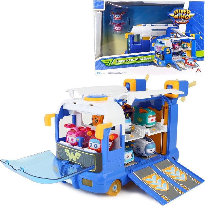 Super Wings 2-in-1 Super Pets Mini Base with Super Pet Jett & Dizzy, Toys for 3+ Year Old Boy Girl - Image 1