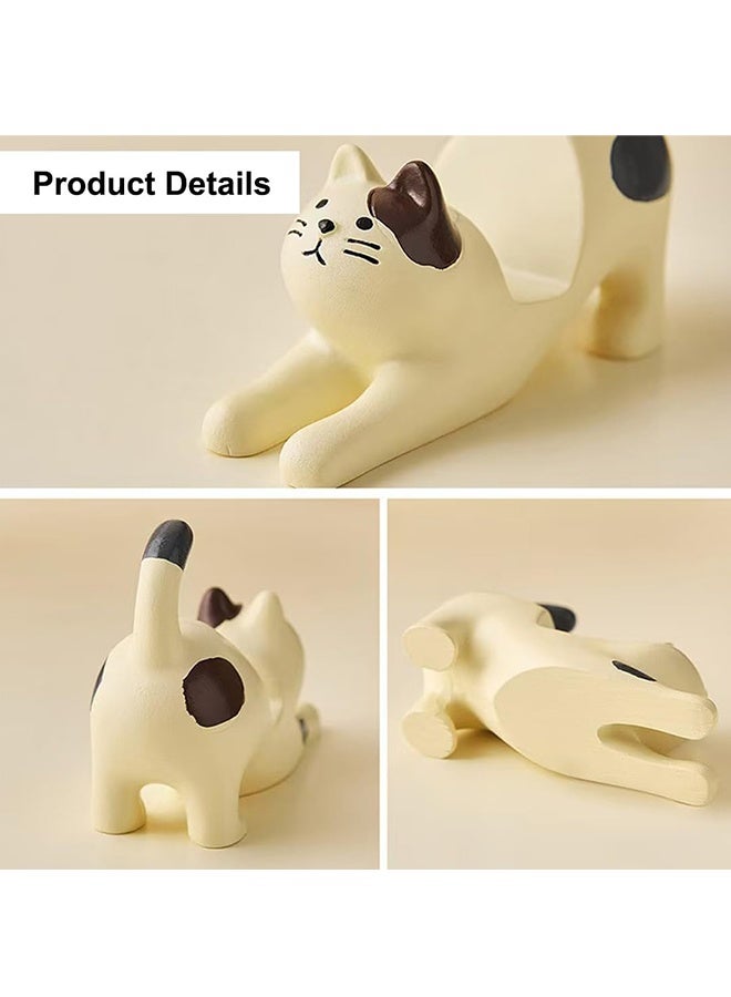 تمتد كسولة الخصر القط سطح المكتب موقف القط الأسود زخرفة كسول الهاتف المحمول حامل الراتنج الحرف اليدوية - Image 4