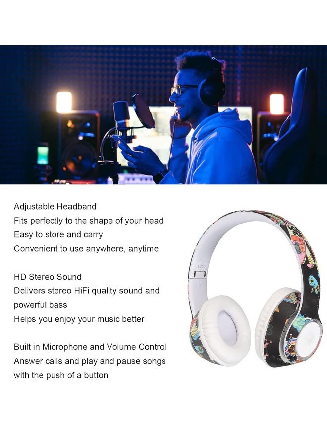 MIQIA - Miqia Wireless On Ear Headphones Bluetooth Headset with HiFi Stereo Sound Portable Headset with Adjustable Headband Built in Microphone White - Image 1