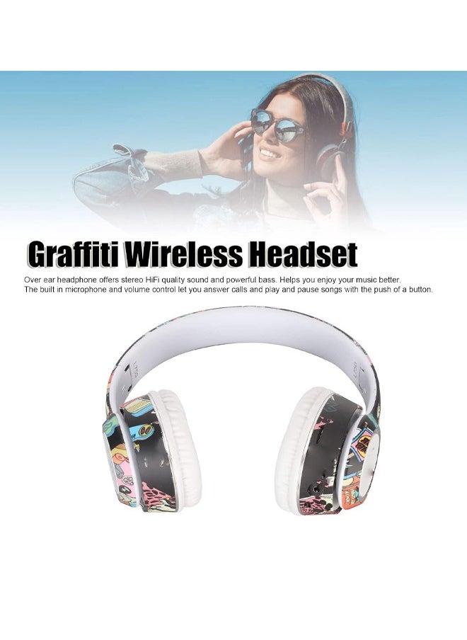 MIQIA - Miqia Wireless On Ear Headphones Bluetooth Headset with HiFi Stereo Sound Portable Headset with Adjustable Headband Built in Microphone White - Image 1