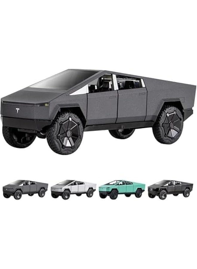 شابية سيارة تسلا سايبر شاحنة نموذجية بمقياس 1:36، سيارة معدنية مصبوبة حصرية، سيارة لعبة معدنية مصبوبة بأبواب قابلة للفتح وموسيقى خفيفة، أفضل هدايا ألعاب الأطفال - Image 1