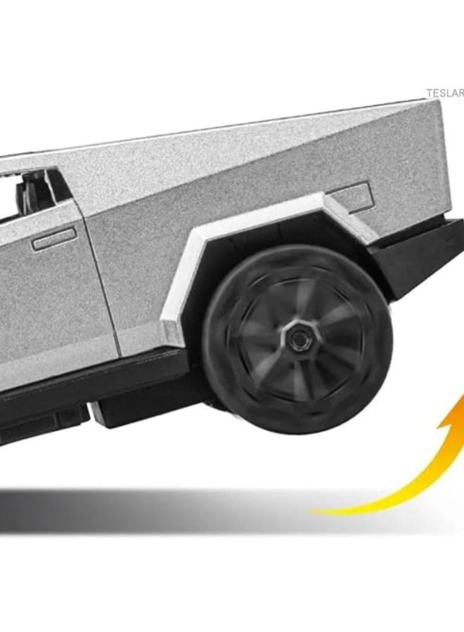 شابية سيارة تسلا سايبر شاحنة نموذجية بمقياس 1:36، سيارة معدنية مصبوبة حصرية، سيارة لعبة معدنية مصبوبة بأبواب قابلة للفتح وموسيقى خفيفة، أفضل هدايا ألعاب الأطفال - Image 4