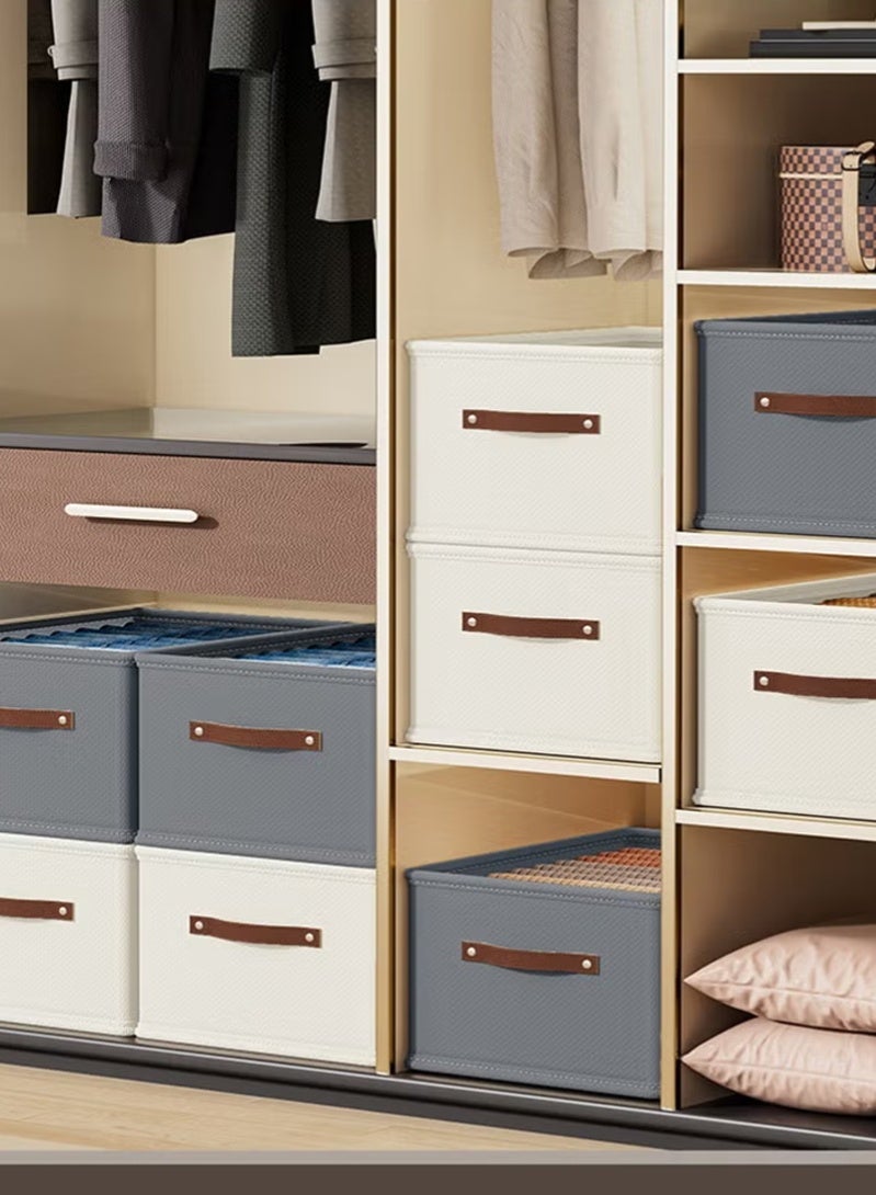 توبيتش 3 قطع بوكسات تخزين ملابس - صندوق قابل للطي مع مقابض، قابل للغسيل، يُستخدم لألبرع/ملابس في المنزل وال مكتب (رمادي) - Image 4