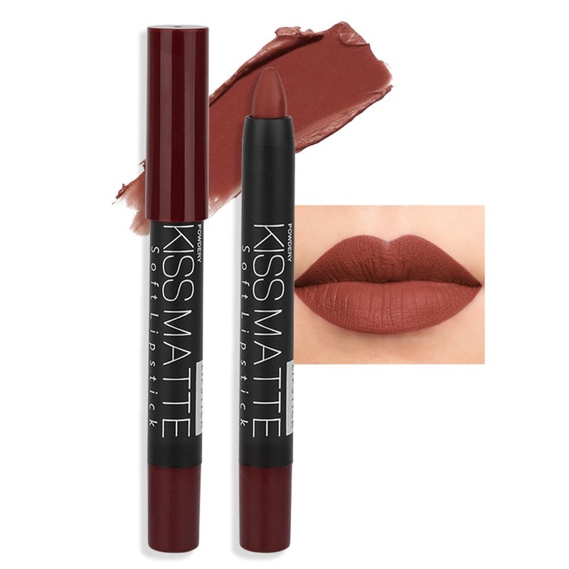 evpct 1Pcs Deep Dark Red Matte Lipstick and Lip Crayon Liner Pencil Pen Set for Women Lip Stain Long Lasting Waterproof labiales mate magicos 24 horas originales pintalabios permanente 24 horas 11 - Image 1