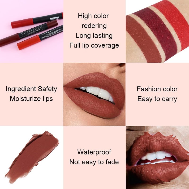 evpct 1Pcs Deep Dark Red Matte Lipstick and Lip Crayon Liner Pencil Pen Set for Women Lip Stain Long Lasting Waterproof labiales mate magicos 24 horas originales pintalabios permanente 24 horas 11 - Image 4