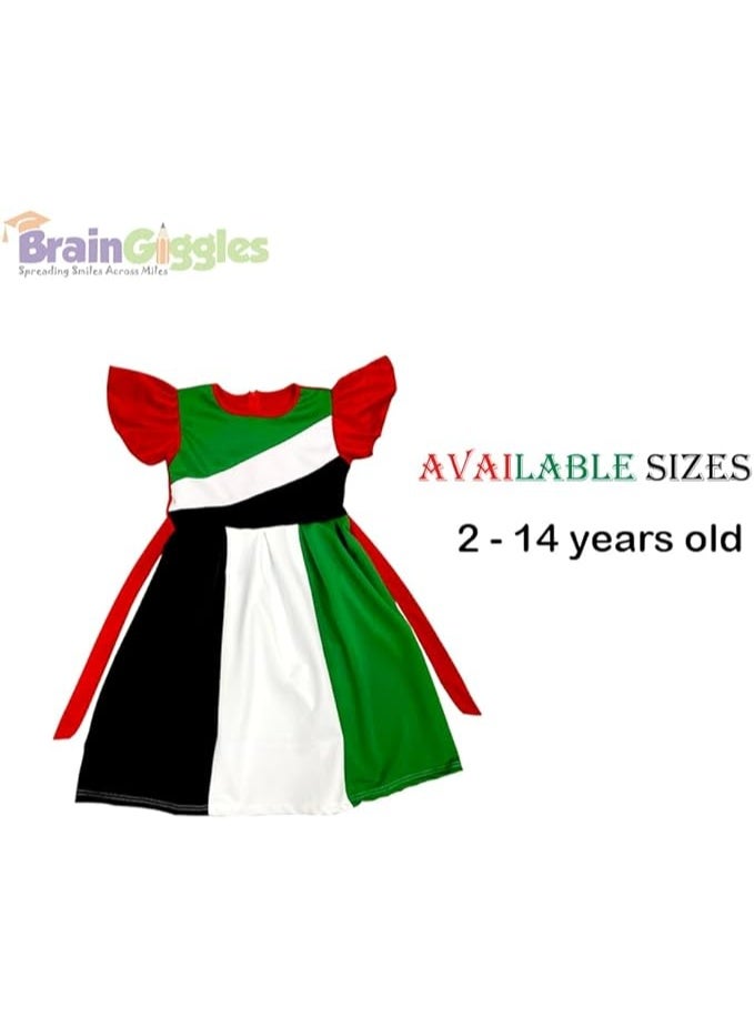 BrainGiggles UAE National Day Dress for Girls - Eid al Etihad National Day Costume UAE Flag Dress for Girls - Image 2