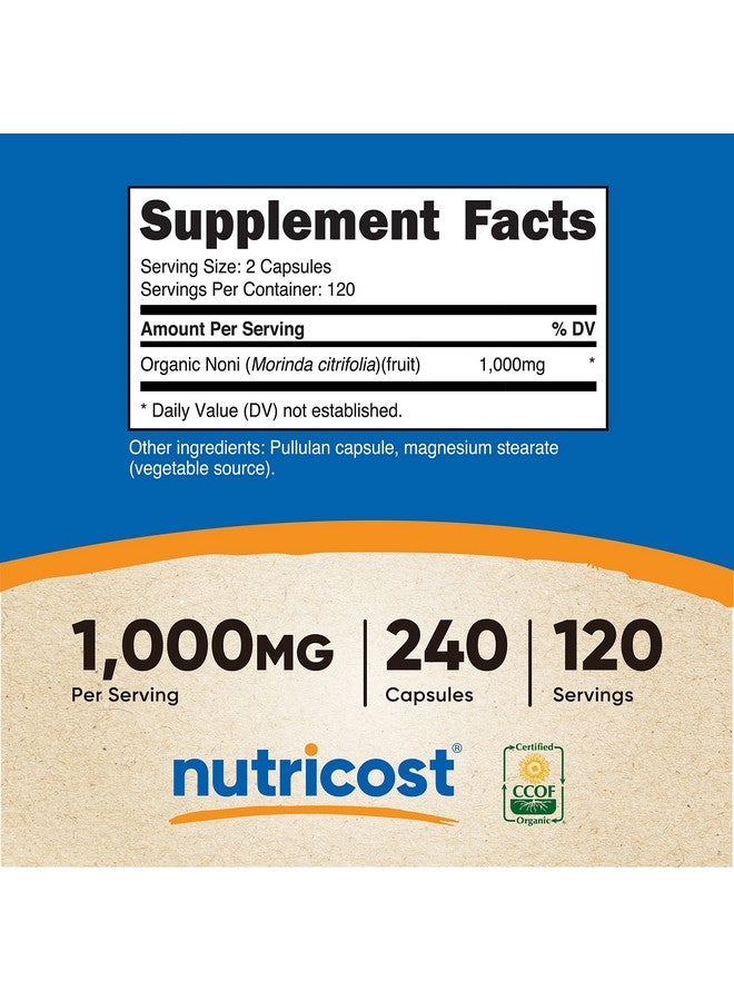 Nutricost Noni Capsules 500Mg 240 Capsules Ccof Certified Made With Organic Noni Nongmo Gluten Free - Image 3