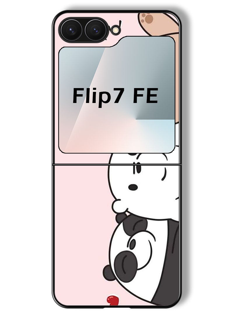 Theodor Case Compatible with Samsung Galaxy Z Flip 7 FE 6.7 Inch Protection Shockproof Bumper Cover Three Friends Panda - Image 1