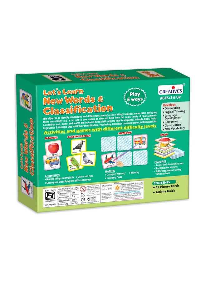 كرييتفز لعبة "هيا نتعلم كلمات جديدة وتصنيفها" من Creatives | لعبة بطاقات تعليمية للأطفال | لعبة بطاقات الأسماء والتصنيف والذاكرة والنقر | لعبة تعليمية للأطفال | من سن ٣ سنوات فما فوق - Image 3