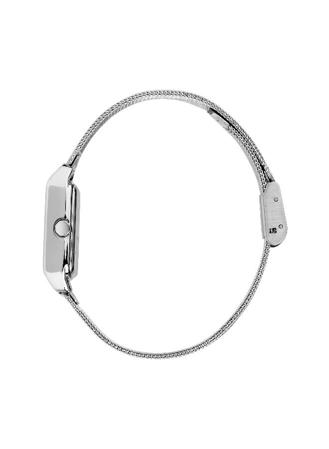 B&G Women's White Rectangular Analog Dial with Silver Stainless Steel Band Watch - 22mm - R3853324505 - Image 3