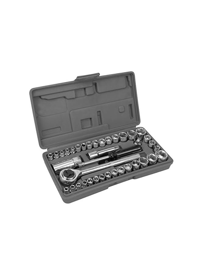 Performance Tool Tool W1173 Sae/Metric 40-Piece Socket Set (1/4" & 3/8" Drive), Silver  - Image 2