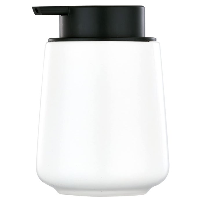 12OZ WHITE SOAP DISPENSER MODERN CERAMIC LOTION HAND SOAP DISPENSER WITH EASYTOPRESS BLACK PUMP REUSABLE AND REFILLABLE LIQUID DISH SOAP DISPENSERS FOR BATHROOM KITCHEN