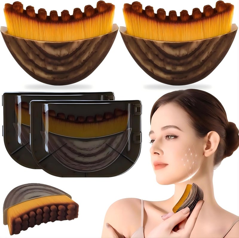 CMJ PRO 2 Pcs Facial Lymphatic Drainage Brushes Set for Face Contour Jawline Sculpting Real Dry Massage Tool with Soft Bristle for Puffiness Relief Skin Tightening & Natural Glow Professional Beauty Care Set - Image 1