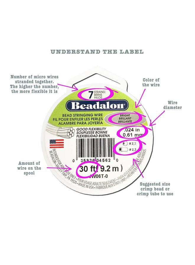 Beadalon 7 Strand Stainless Steel Bead Stringing Wire, 0.015 in / 0.38 mm, Satin Gold, 30 ft / 9.2 m - Image 3