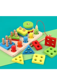 Fishing Toys 2-in-1 Wooden Fishing & Shape Sorting Toy – Montessori Learning Game for Shape Recognition and Hand-Eye Coordination – Ages 3+  - Image 1