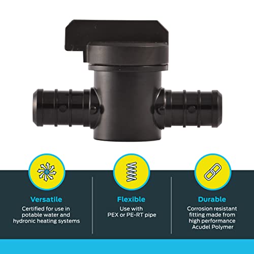 SharkBite 1/2 Inch Poly Crimp Ball Valve, Pack of 2, PEX Pipe, PE-RT, 24606Z2 - Image 3