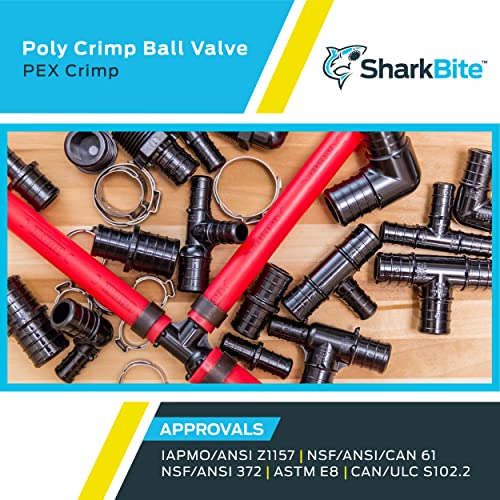 SharkBite 1/2 Inch Poly Crimp Ball Valve, Pack of 2, PEX Pipe, PE-RT, 24606Z2 - Image 5