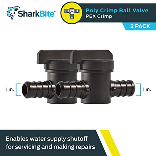 SharkBite 1/2 Inch Poly Crimp Ball Valve, Pack of 2, PEX Pipe, PE-RT, 24606Z2 - Image 2