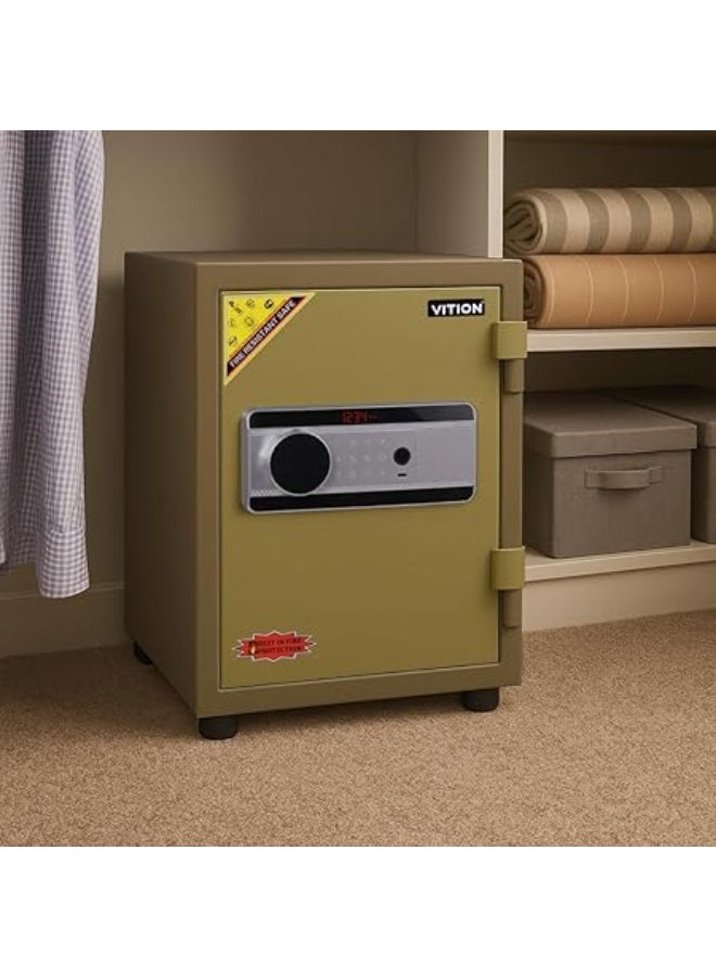 VITION Fireproof Safe Box with Biometric Fingerprint & Digital Keypad Lock, 2 Hours Fire Rated Safety Locker (Size, 50.5x33x32cm, Weight 39.5Kg) Green - Image 5