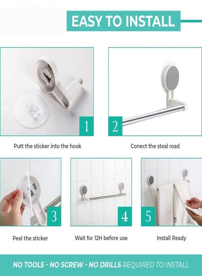 Oblivion Towel Holder in Bathroom 1 Pc - Self-Adhesive Towel Rod for Bathroom & Kitchen - No-Drill Wall Mounted Holder with Strong Adhesive, Space-Saving Organizer for Towels, Clothes & Accessories - Image 3