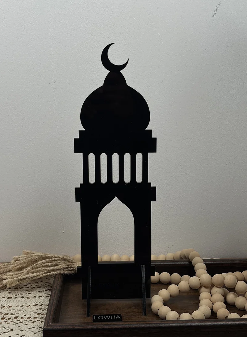 LOWHA Acrylic Decorative Stand with Islamic Design and Ramadan Crescent Moon Shape