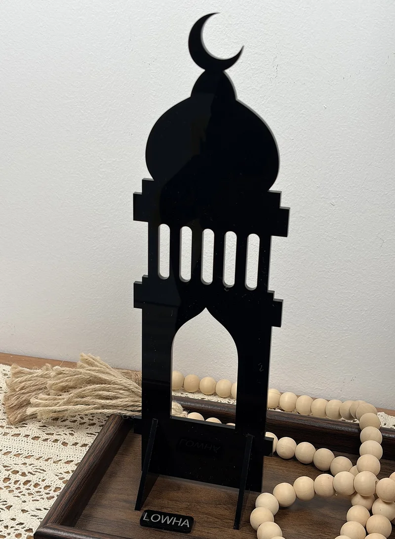 LOWHA Acrylic Decorative Stand with Islamic Design and Ramadan Crescent Moon Shape