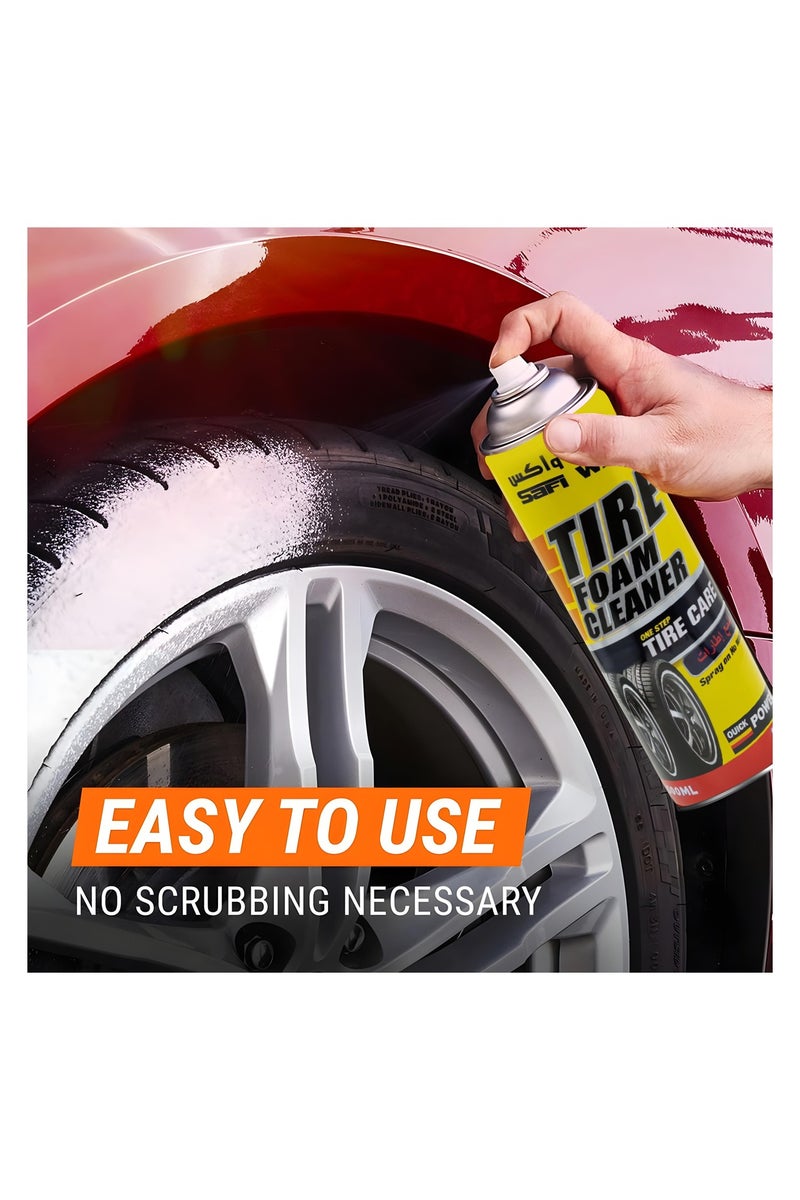 مجموعة منظف الإطارات الرغوي من سافي واكس مع فرشاة تنظيف العجلات - رغوة قوية، تُعيد للإطارات مظهرها الأسود، سهلة الاستخدام، لا تحتاج إلى فرك، مثالية للعناية السريعة بالإطارات - Image 4