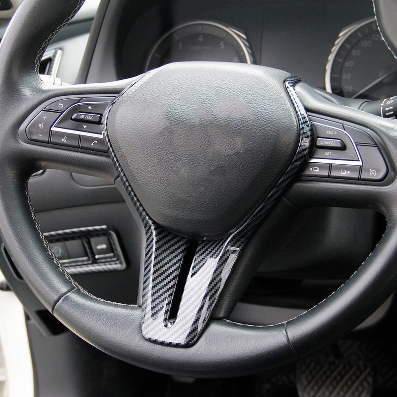 Fewshaw Steering Wheel Cover Molding Trims Accessoriess for Infiniti Q50 2014-2024 QX50 QX55 Q60 2017-2023 (Carbon Fiber Pattern) - Image 2