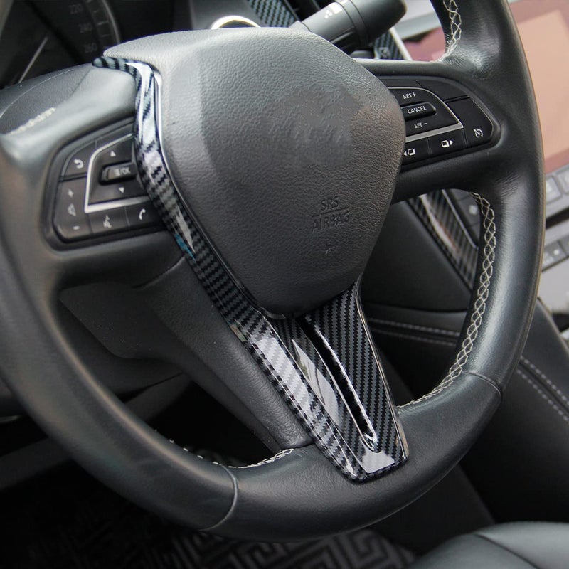 Fewshaw Steering Wheel Cover Molding Trims Accessoriess for Infiniti Q50 2014-2024 QX50 QX55 Q60 2017-2023 (Carbon Fiber Pattern) - Image 3