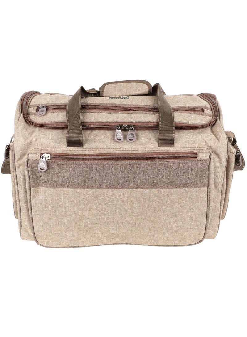 ALGHAFA Camping Tool Bag, Camping and Travel Cooking Organizer, Travel Bag with Mesh Pockets, Portable Bag for Cooking, Barbecue and Kitchen Tools, 31*38*54 cm, Oxford Canvas, PVC Lining, Wooden Color, Algafa  - Image 3
