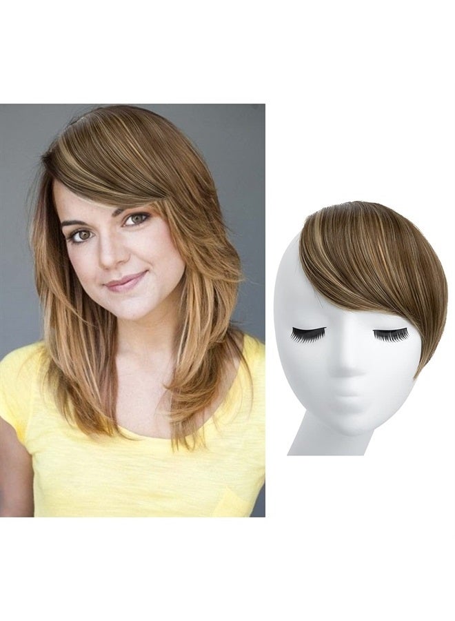 SARLA إضافات بانغز جانبية مستقيمة قابلة للتثبيت بشعر صناعي للنساء بني متوسط رمادي/شقراء رمادية - Image 1
