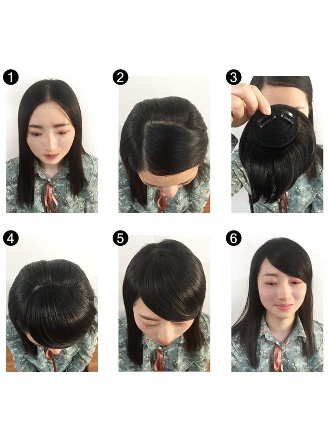 SARLA إضافات بانغز جانبية مستقيمة قابلة للتثبيت بشعر صناعي للنساء بني متوسط رمادي/شقراء رمادية - Image 5